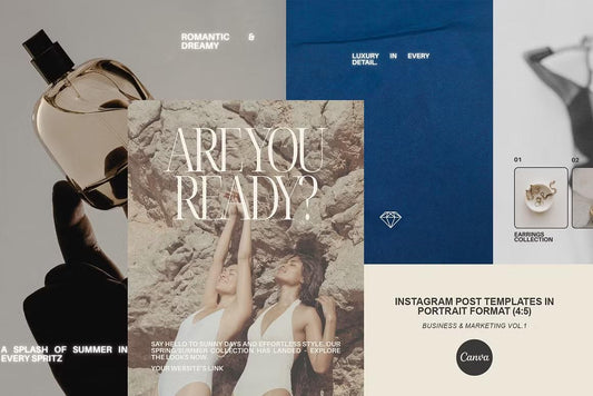 Instagram post templates for business and marketing in rectangular 4:5 format.
