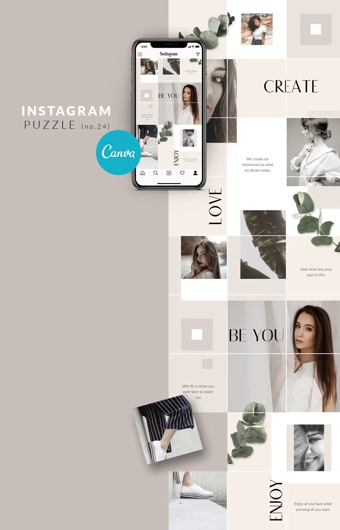 Includes minimalist and modern Instagram template ideal for fashion, lifestyle, and travel bloggers