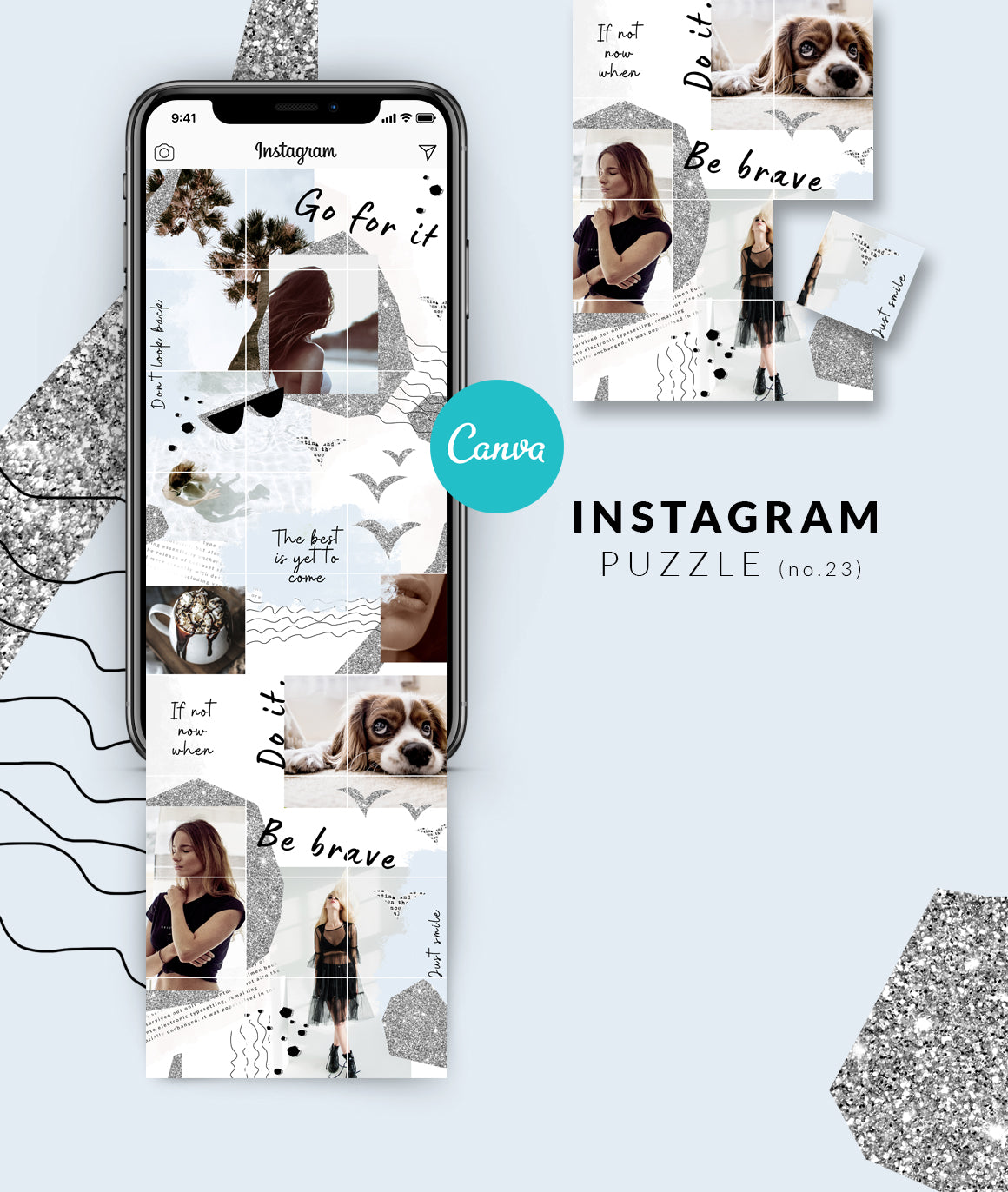 Modern style Canva Instagram puzzle template grid