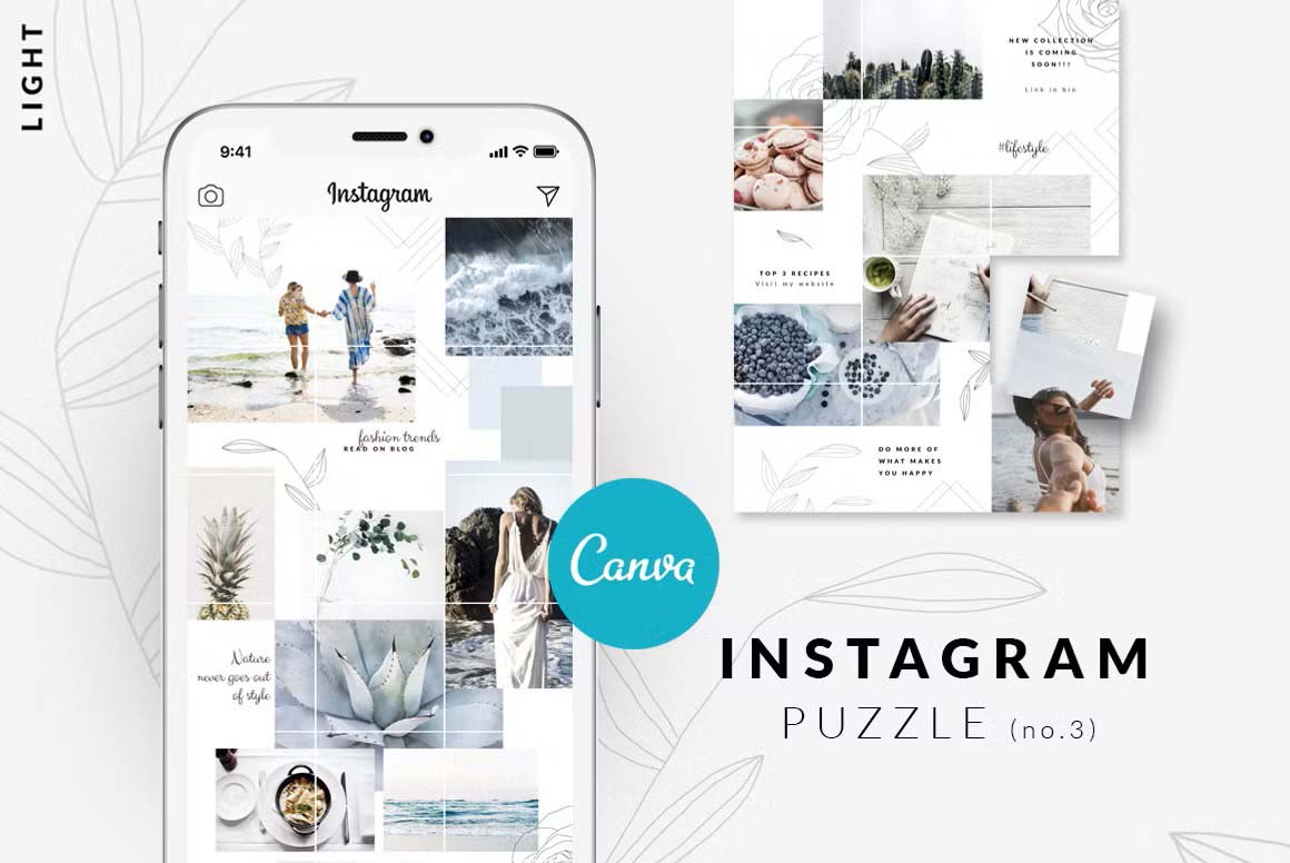 Light, clean, and minimalist Canva Instagram puzzle template