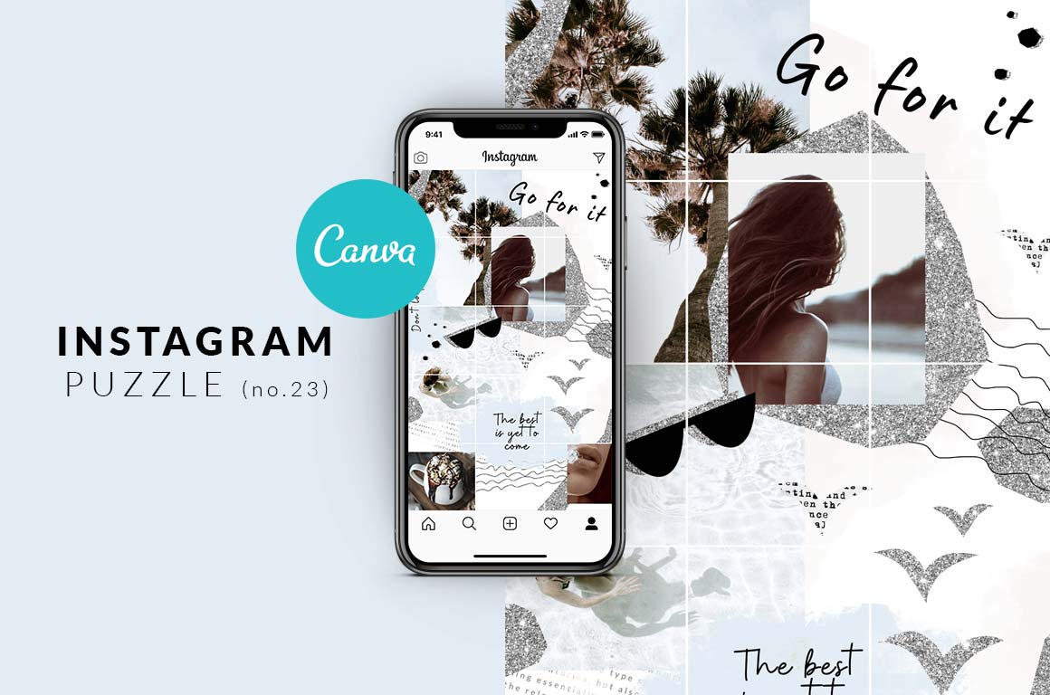 Canva Instagram puzzle template, modern style, fashion