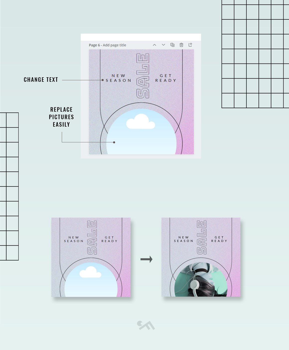 Adaptable Instagram Canva templates suitable for mood boards, branding, and social media posts