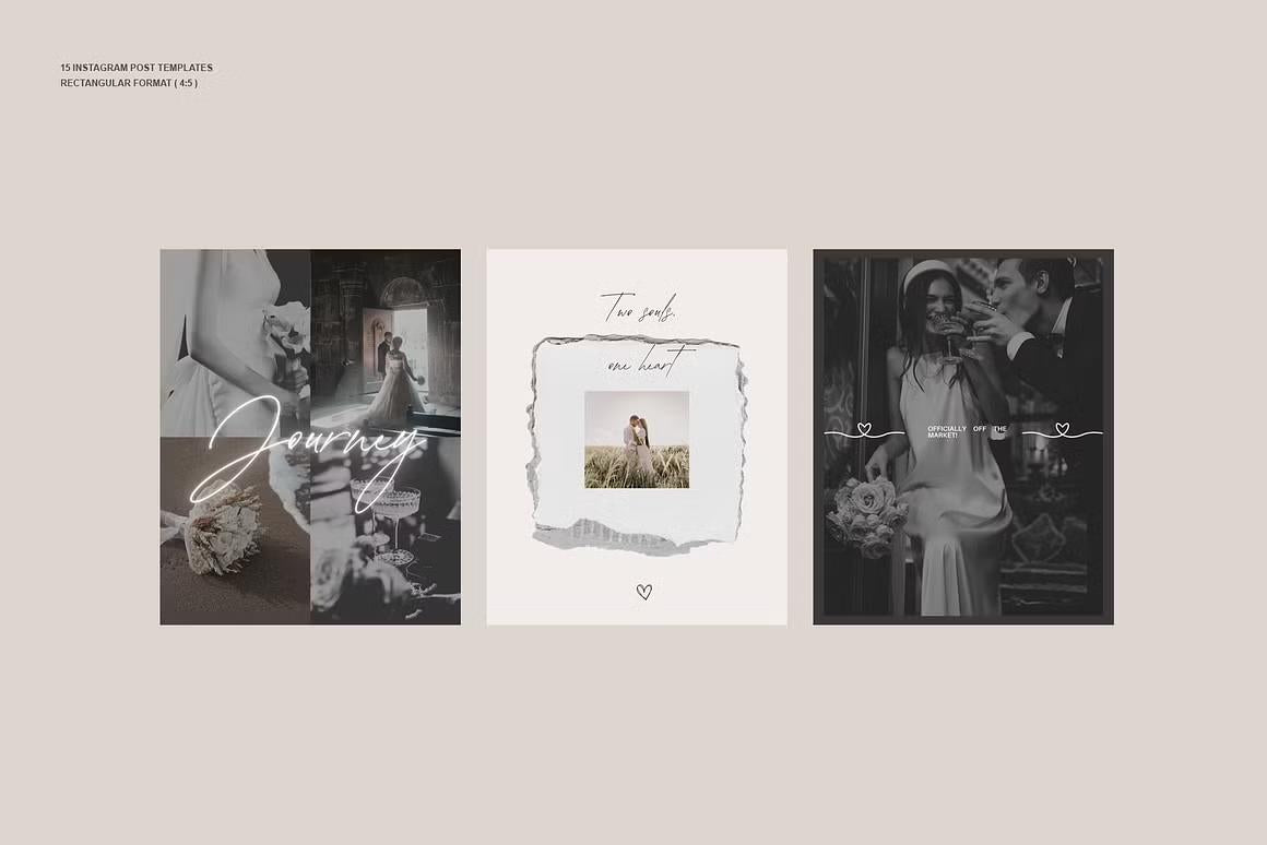 Instagram wedding rectangular post templates are perfect for wedding photographers and planners