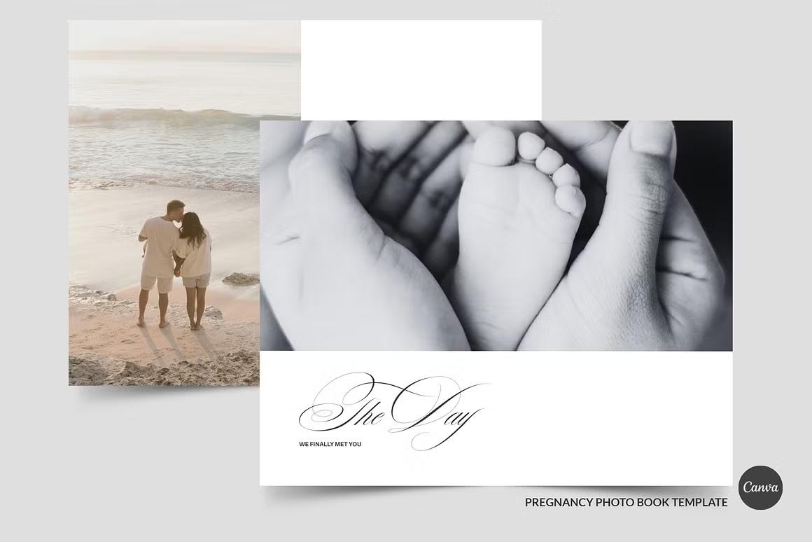 Elegant pregnancy memory book with modern, minimal design