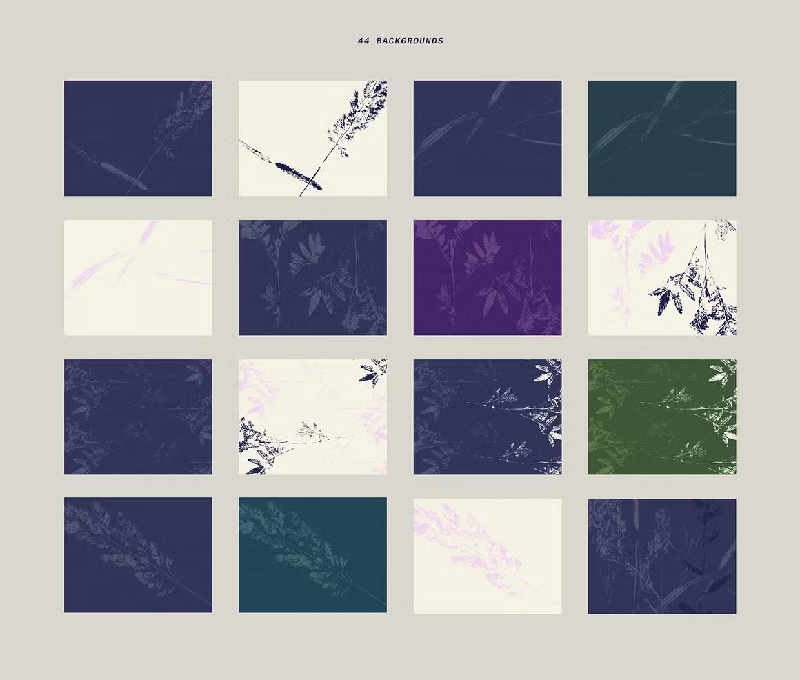 Digitized botanical element floral backgrounds