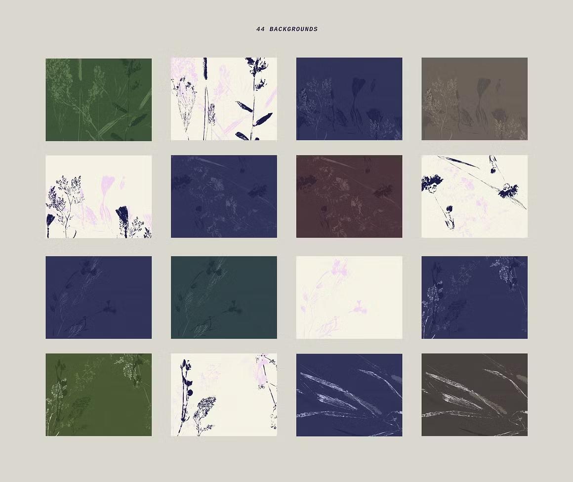 Digitized botanical element floral backgrounds