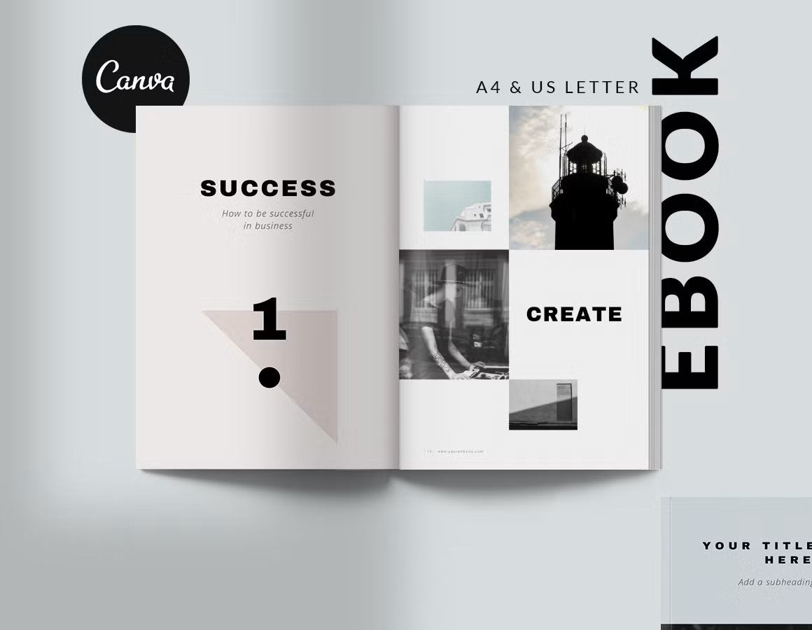 Canva eBook minimalistic and modern template for bloggers and various businesses