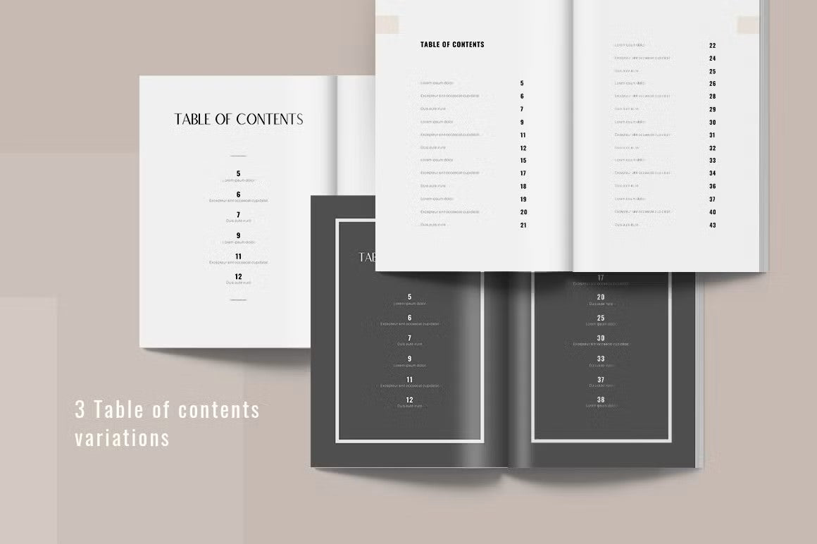 3 Table of contents variations