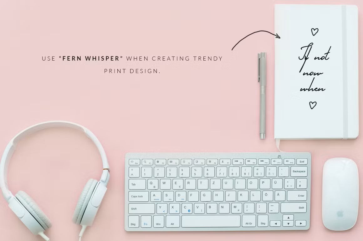 Use Fern Whisper font when creating trendy print design