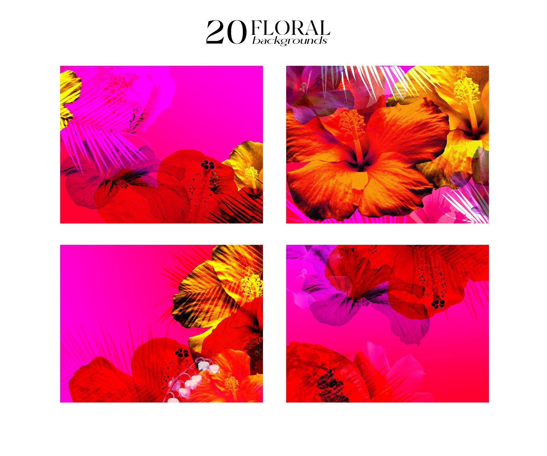 Versatile backgrounds collection: Vibrant abstract floral designs for diverse projects