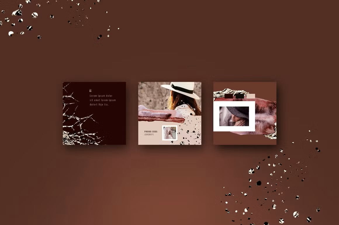 Instagram post templates with a foil watercolor style - effortlessly customize text, colors, and fonts to align with your brand's identity