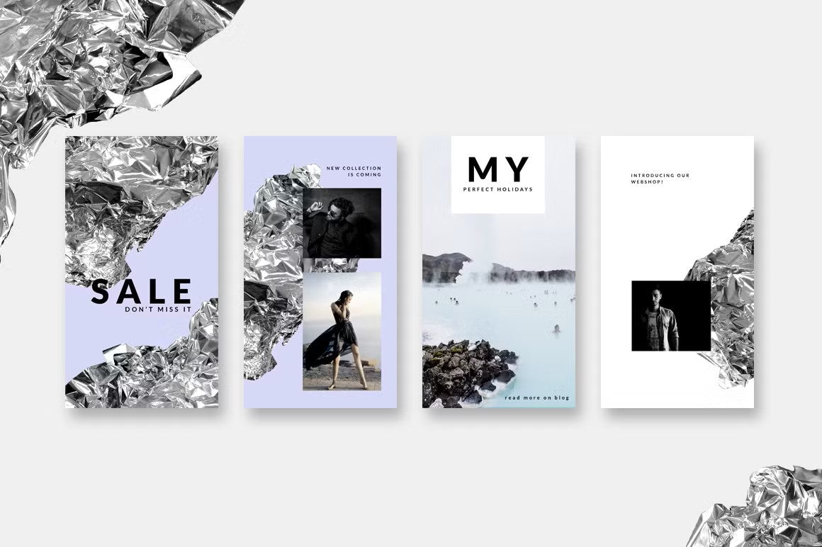 Transform your feed with these elegant Instagram story Silver Foil templates