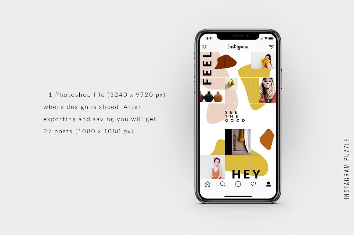 Bold and vibrant Instagram puzzle template for bloggers, boutiques, and photographers