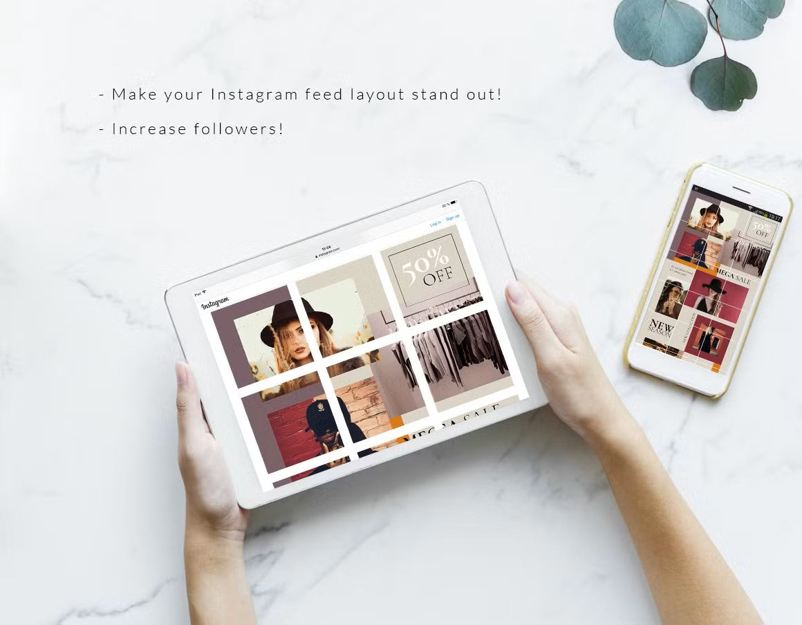 Make your Instagram feed layout stand out with our elegant Instagram puzzle template, increase followers