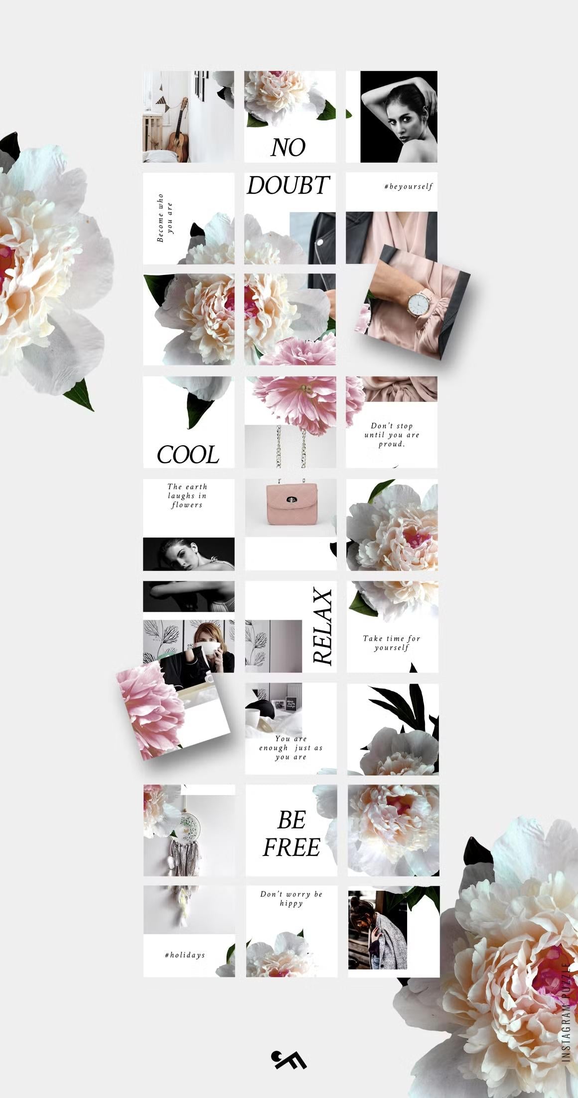 Beautiful floral Instagram puzzle with stunning peony arrangements