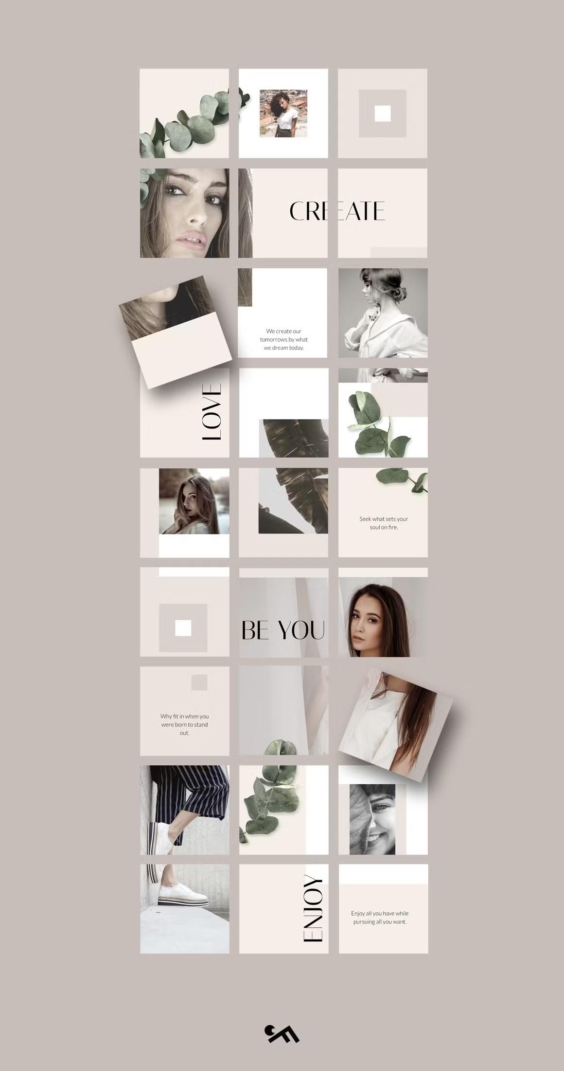 Elevate your Instagram aesthetic with this sophisticated grid design