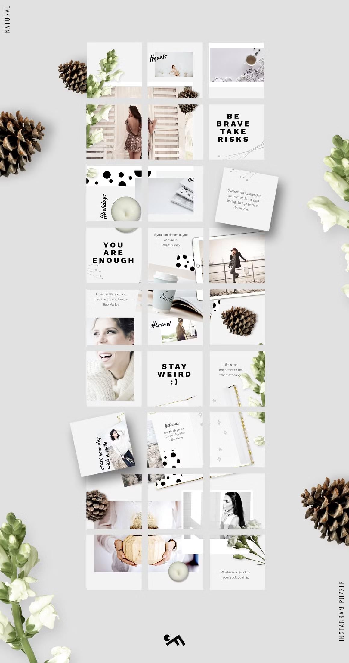 Stylish Instagram grid layout perfect for fashion, lifestyle, and travel