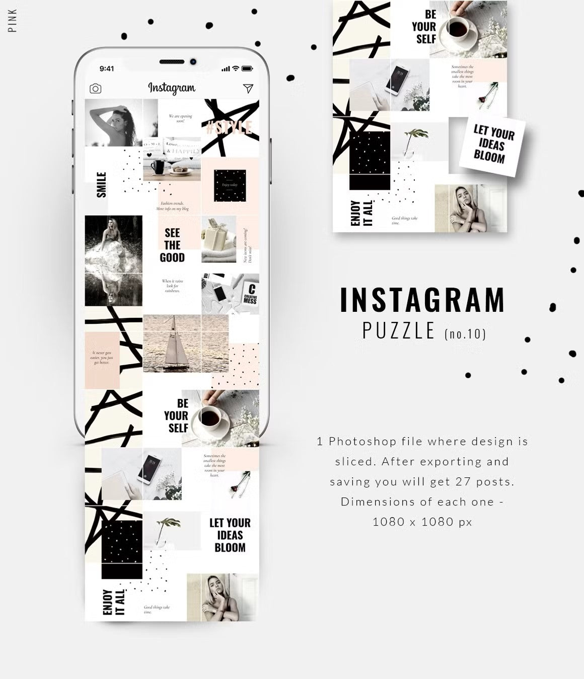 Fashion-style Instagram puzzle template with grid layout