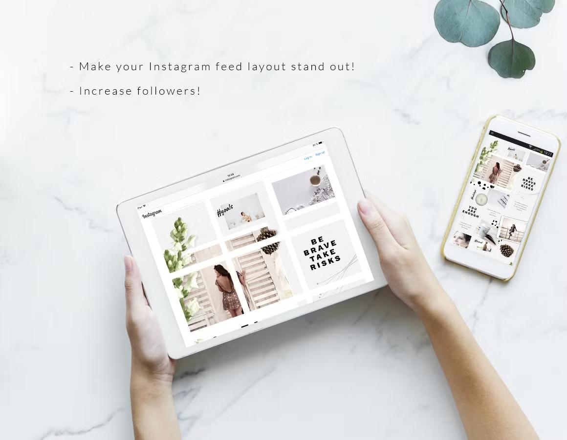 Make your Instagram feed layout stand out with nature-inspired puzzle template to showcase your brand's authenticity, increase followers