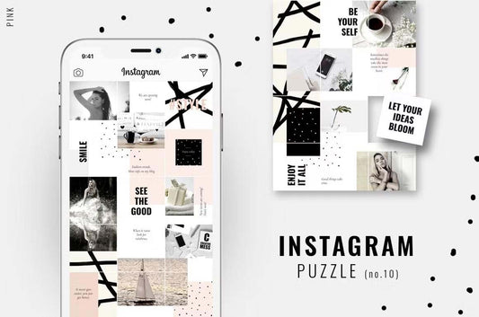 Fashionable pink Instagram puzzle for Adobe Photoshop