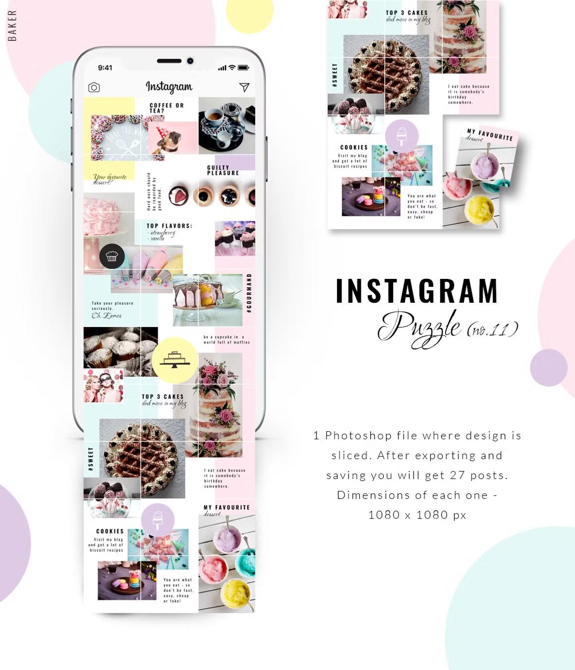 Modern Instagram puzzle with a focus on baking and food