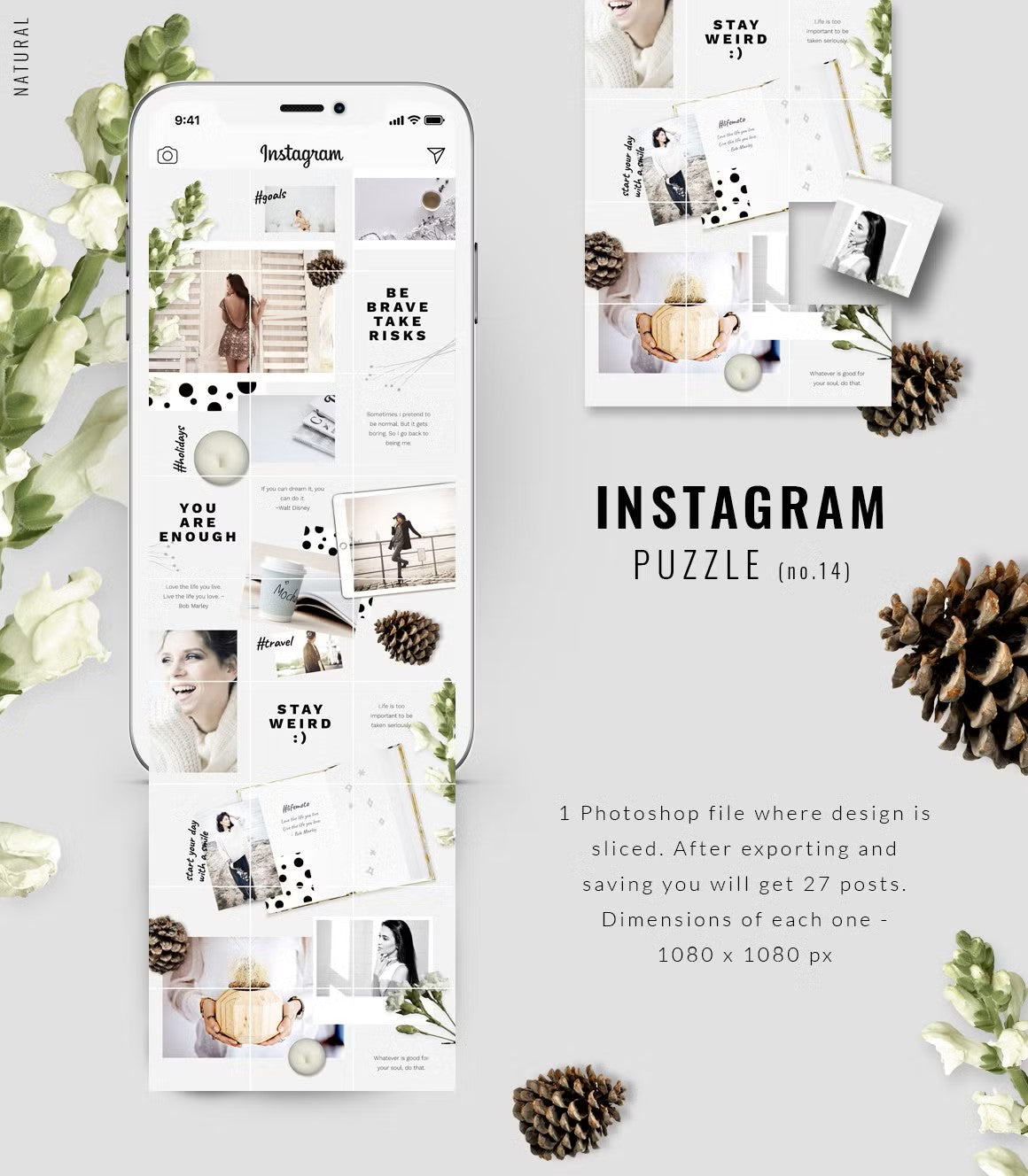 Grid layout moodboard collage Instagram puzzle template