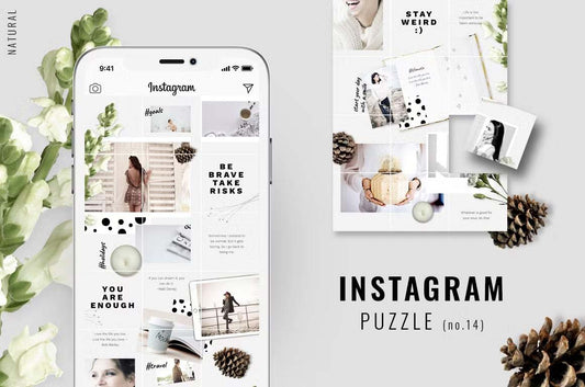 Grid layout moodboard collage Instagram puzzle template