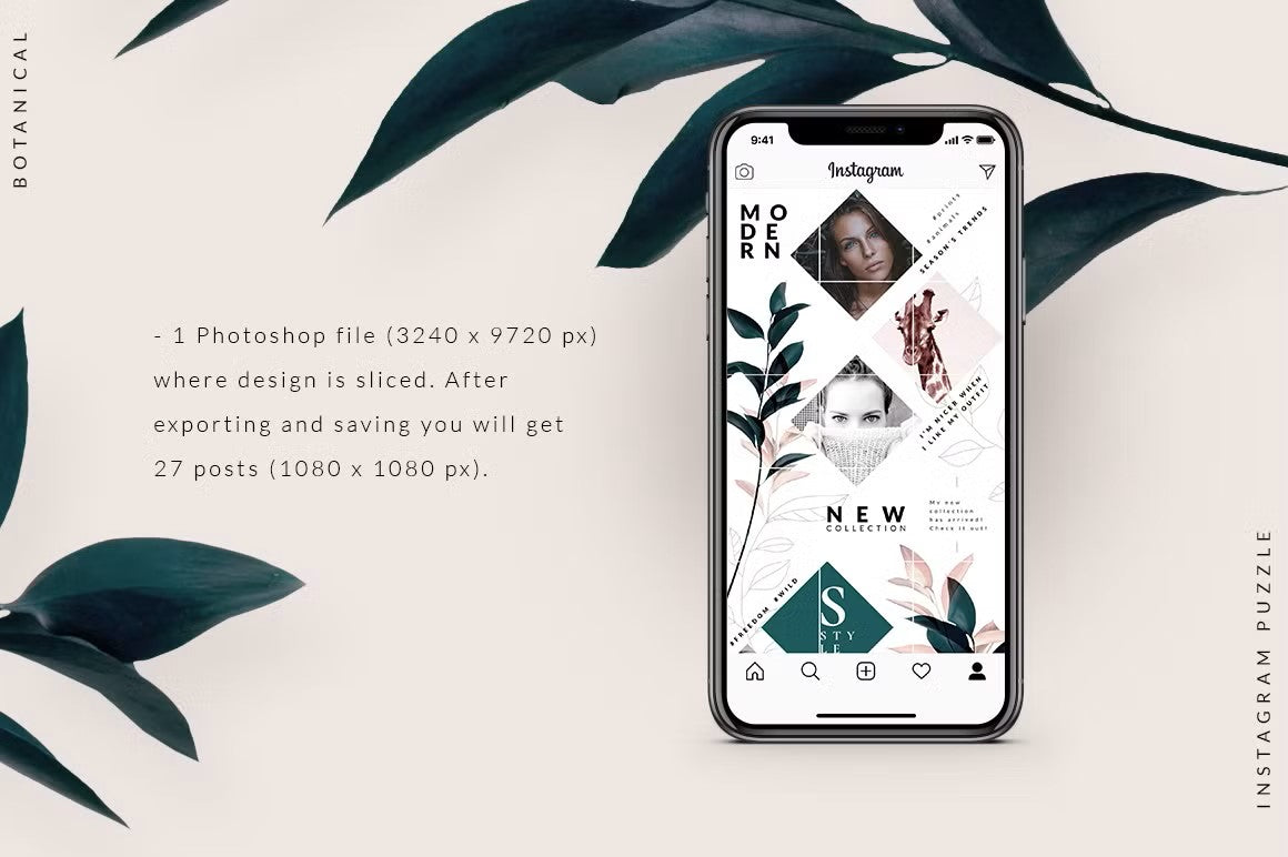 Adobe Photoshop Instagram puzzle template for fashion and trendy travel bloggers