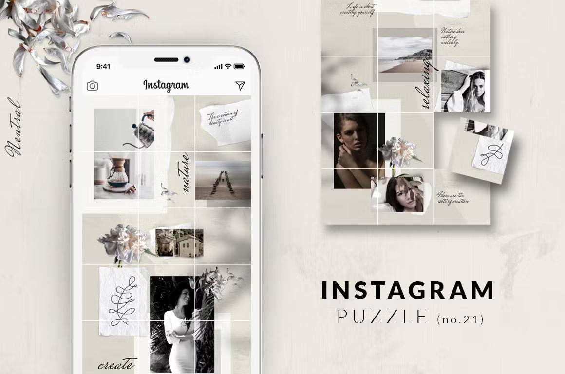 Instagram PUZZLE template - Neutral