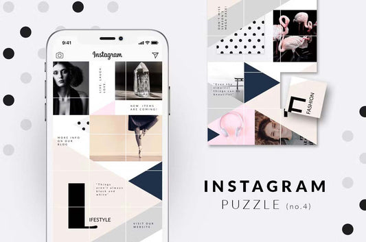 Instagram puzzle template - Geometric, with triangles for fashion and lifestyle posts