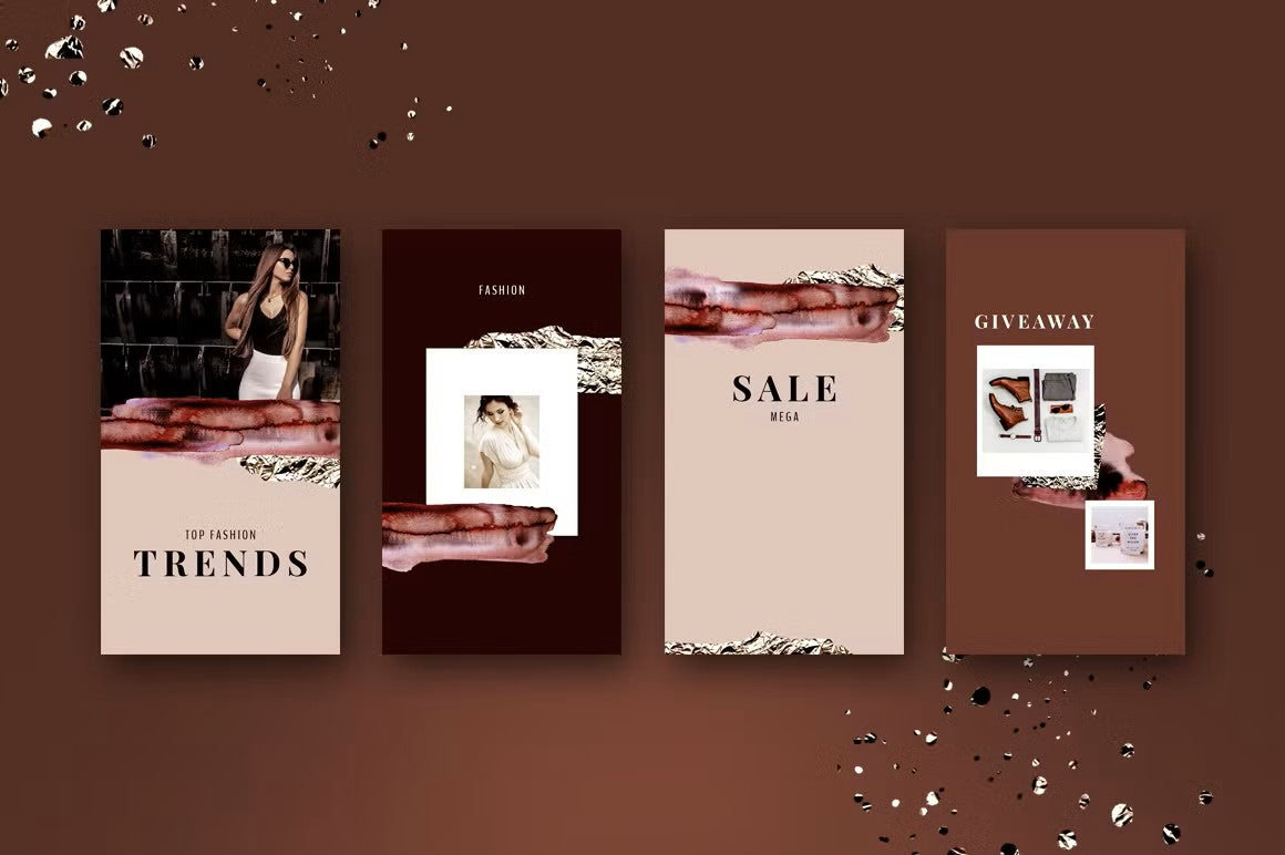 Elevate your Instagram feed with these feminine and modern watercolor and foil style Instagram story templates