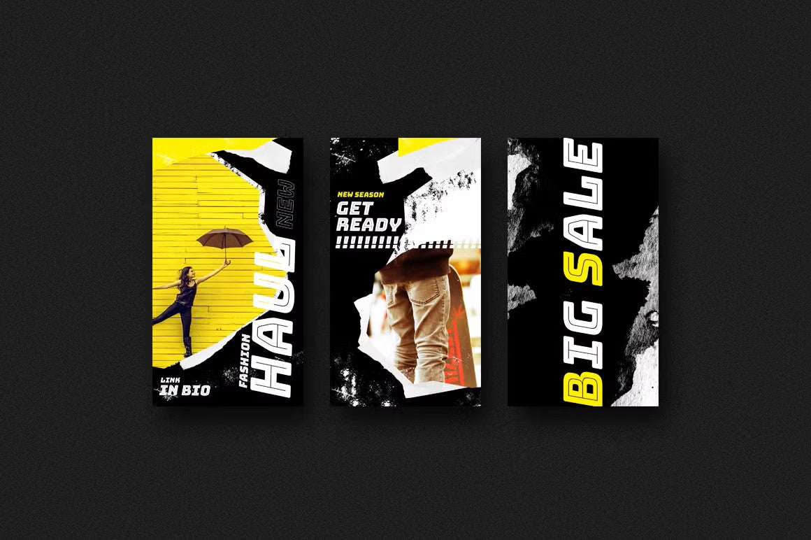 Customizable Instagram story templates ideal for fashion, lifestyle, and travel bloggers, photographers, musicians