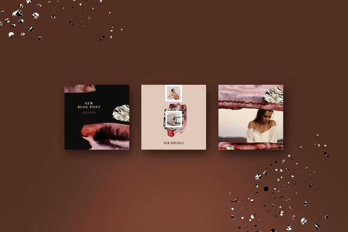 Foil watercolor style Instagram posts templates