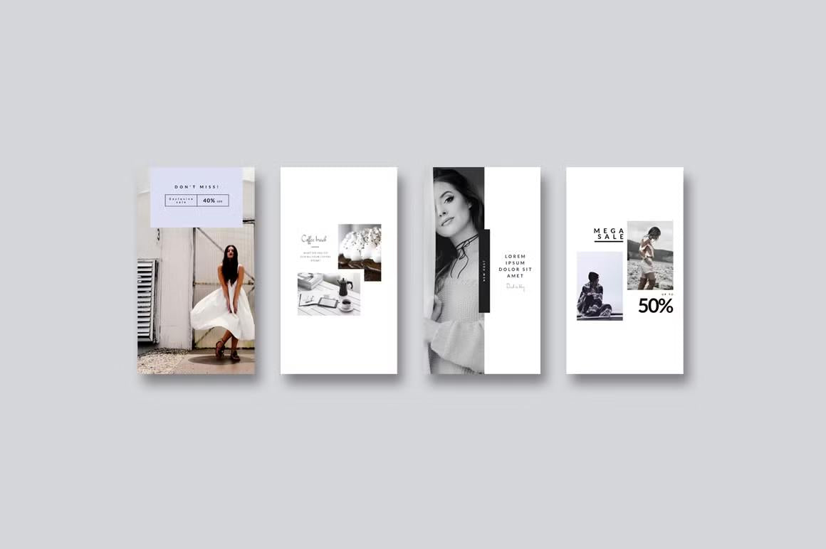 Clean minimal pastel blue style Instagram story templates for bloggers
