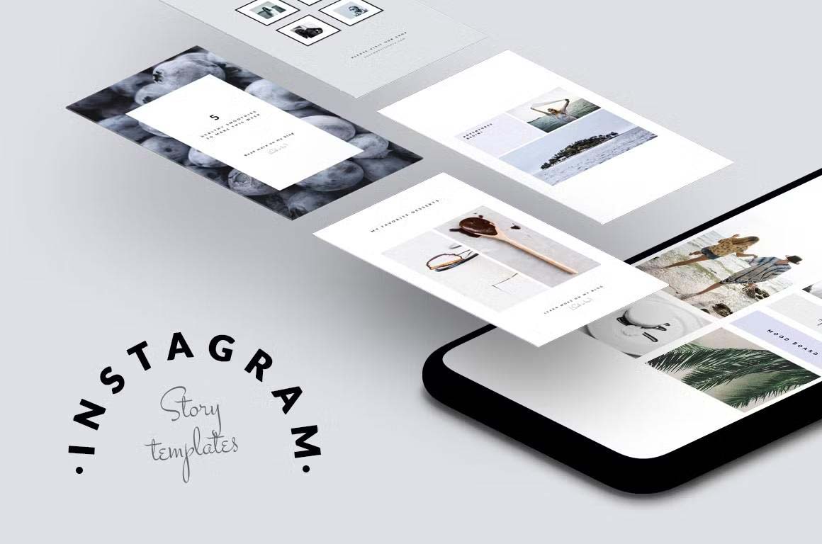Fashion-themed clean minimal pastel blue style Instagram story templates