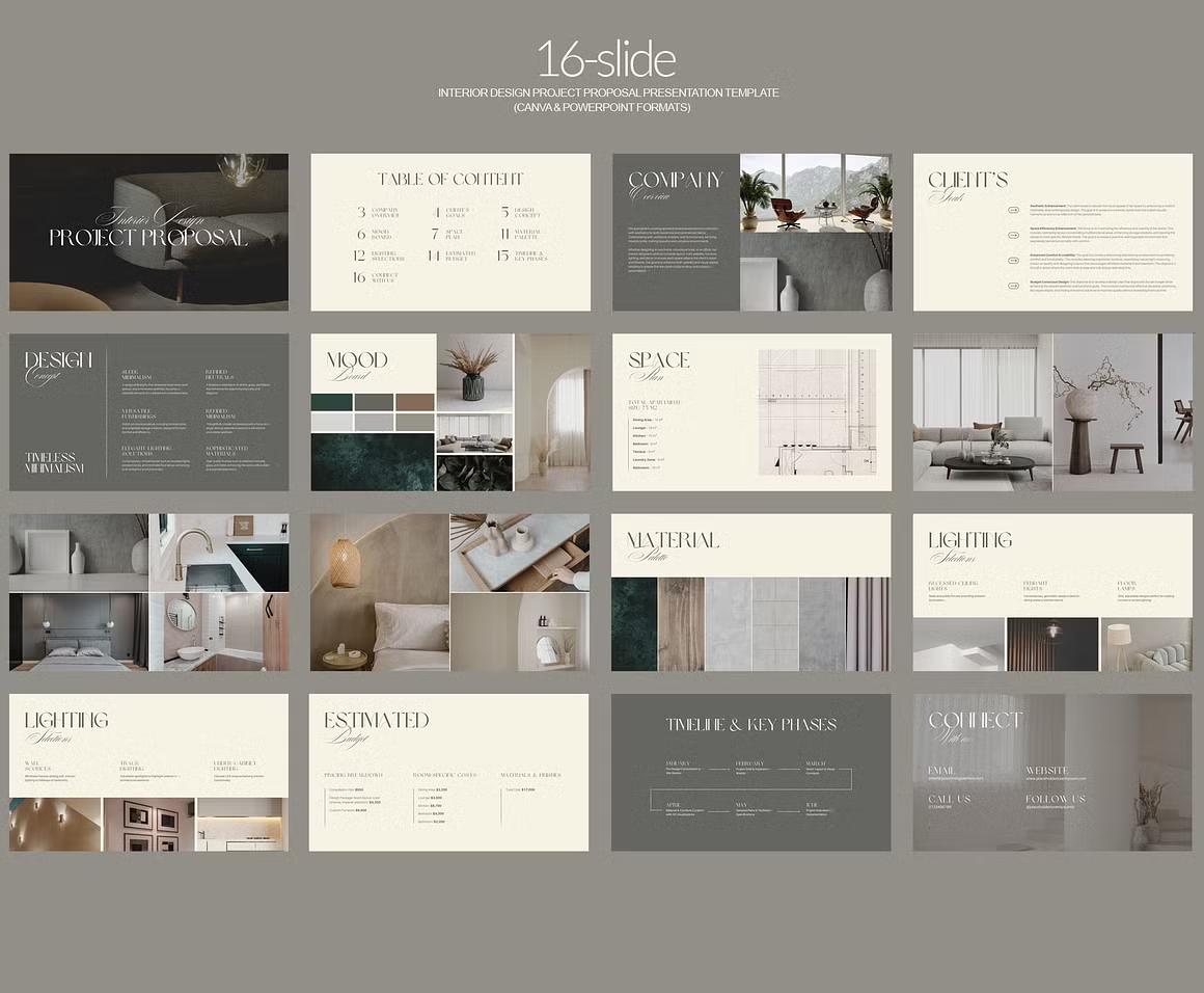 Interior Design Project Proposal Presentation Template (Canva & MS Pow ...