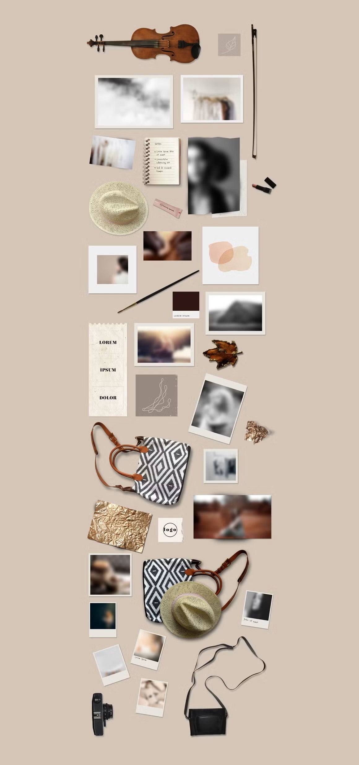 Mood board mockup - over 35 customizable objects for creating your own scenes