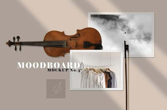 Mood board mockup photographer, vintage film frames, camera scene creator