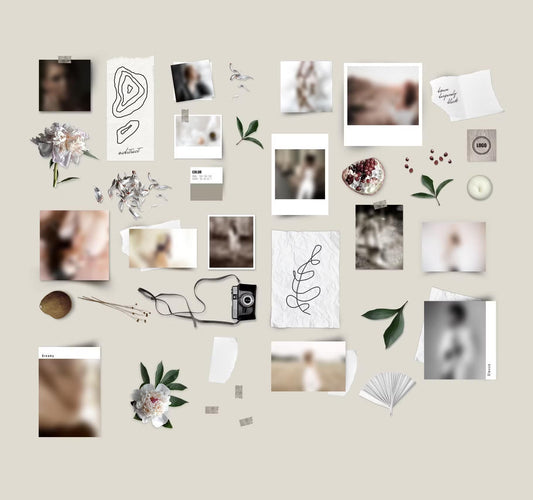 Vintage mood board mockup scene creator - over 30 customizable objects for creating your own unique compositions.
