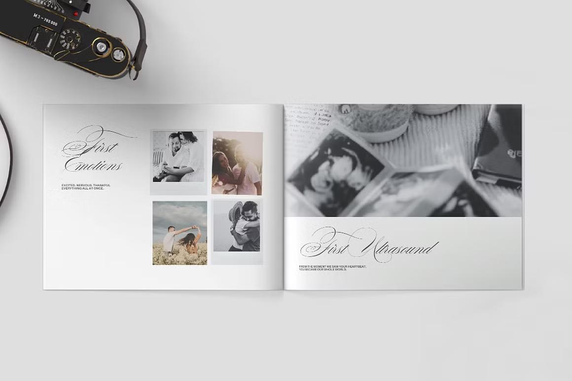 Minimal and refined Canva template for expecting parents and photographers