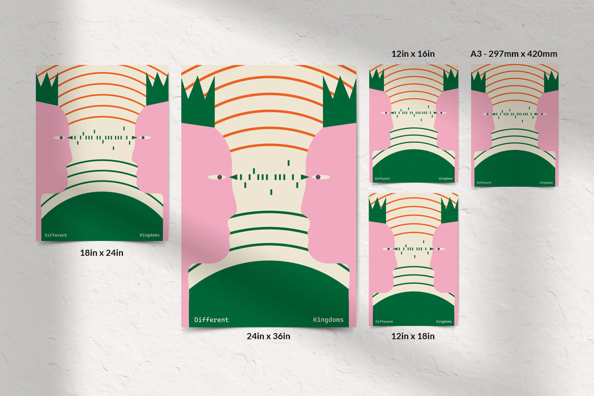 Modern two kings pink and green printable different sizes poster set 
