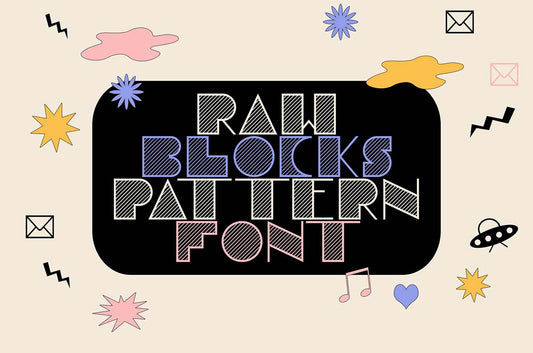 Raw Blocks Pattern Outline - retro classy trendy striped font