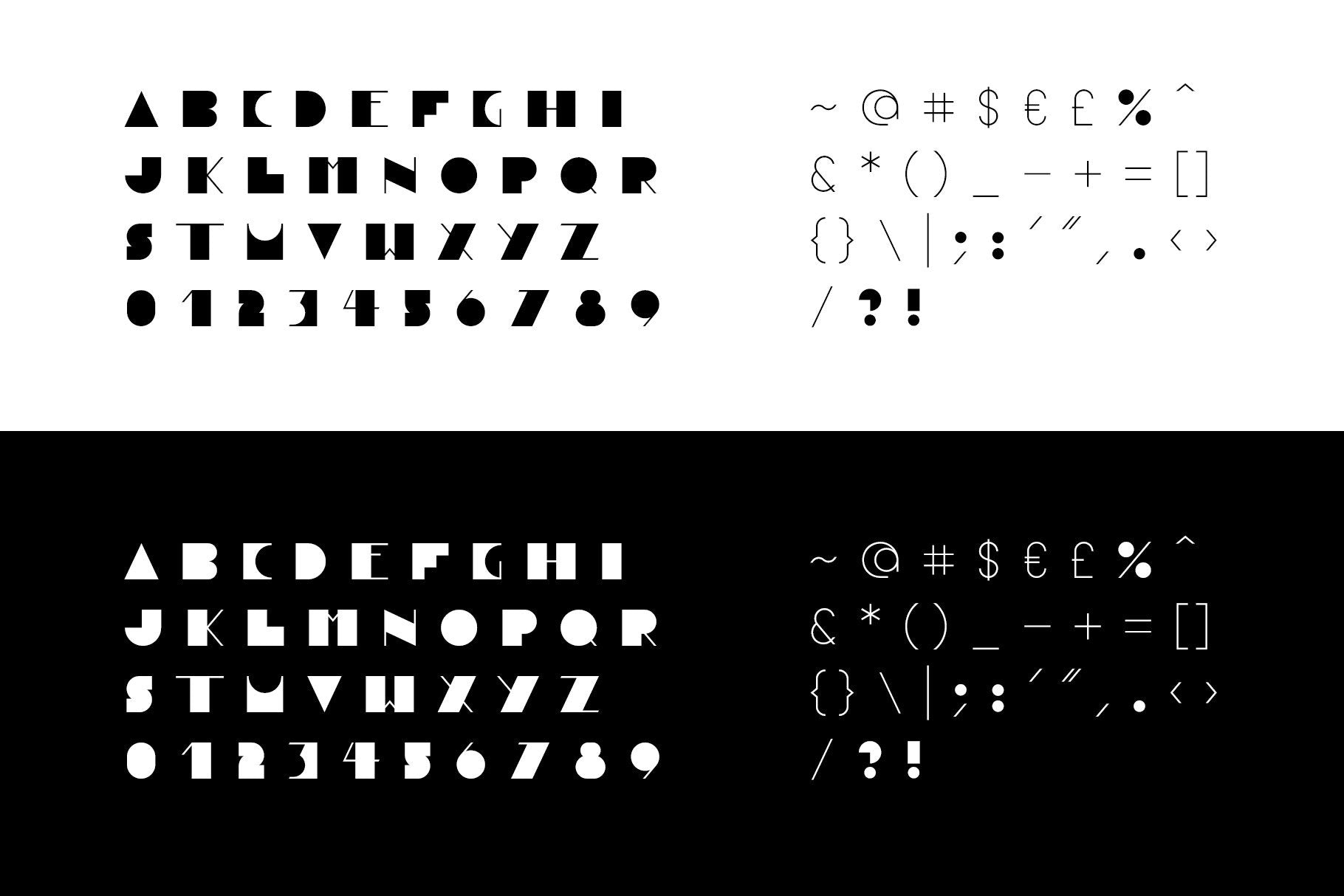 Raw Blocks font characters