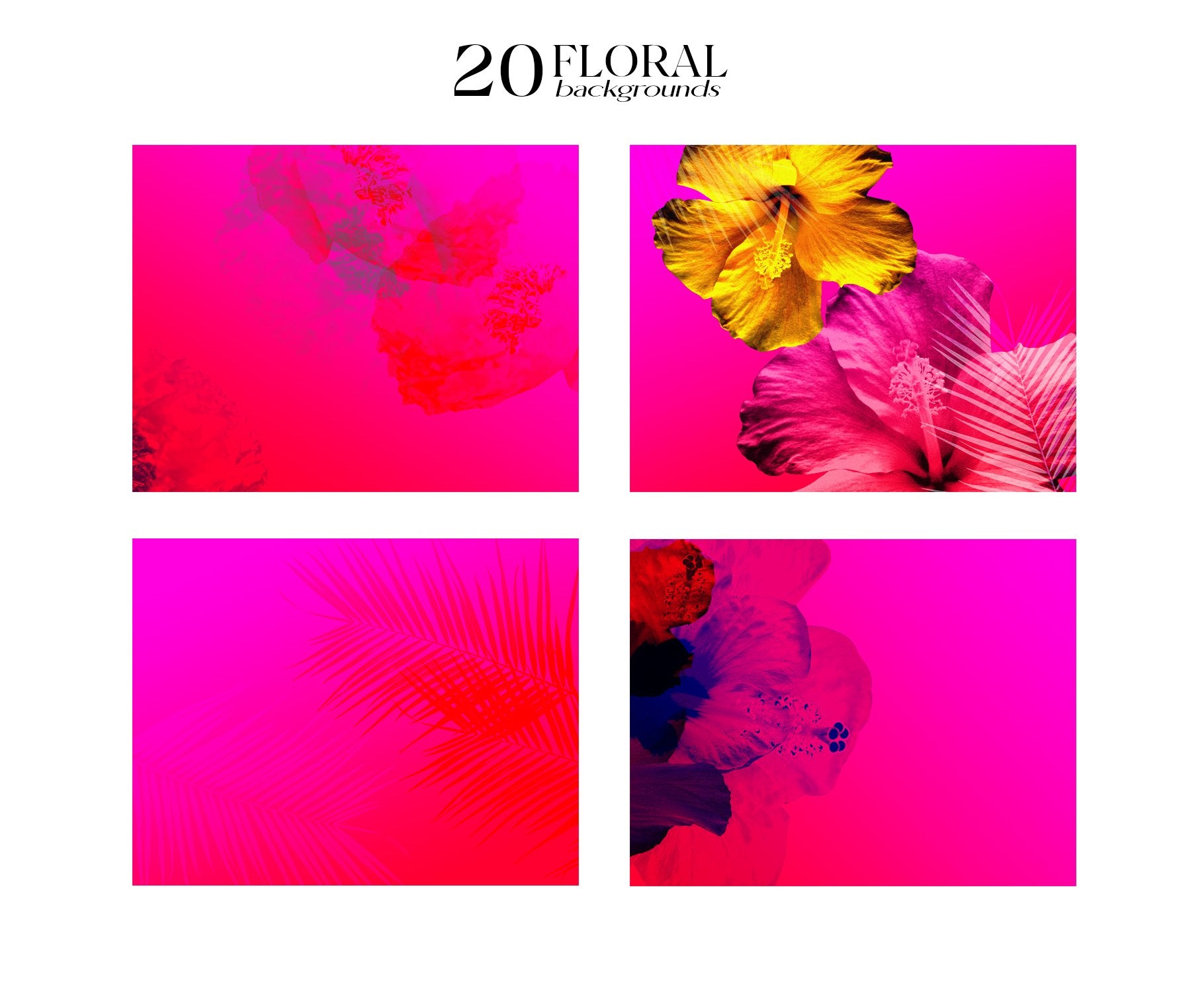 Bright and colorful floral backgrounds collection for website design and social media