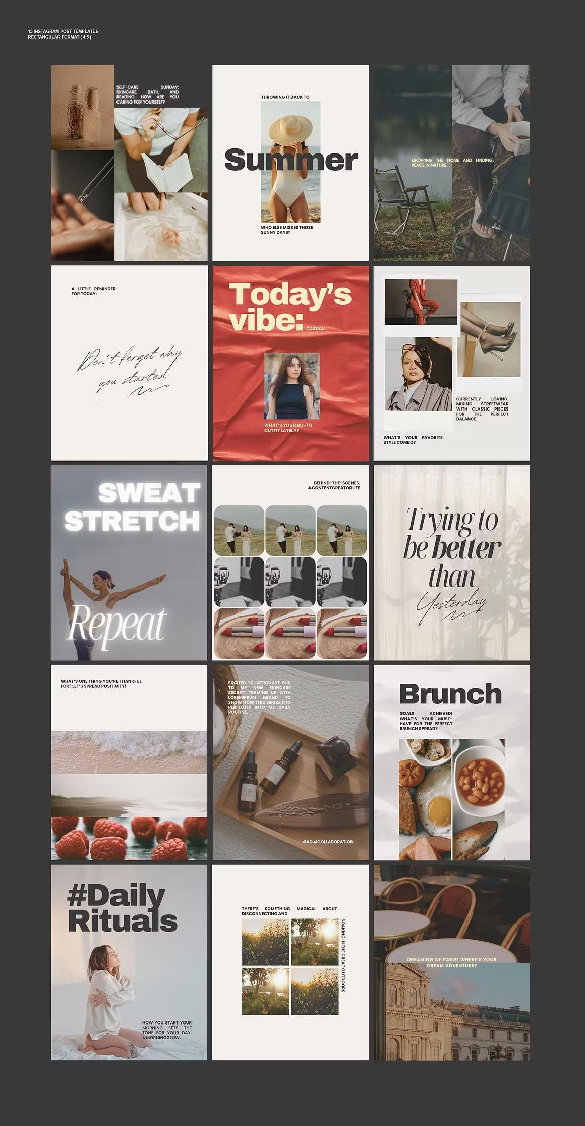 Bold, modern, minimalist, and classy new rectangular format (4:5) Instagram post templates