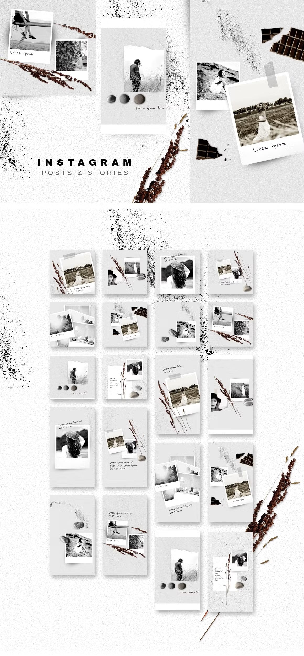 Natural social media Instagram story and posts templates