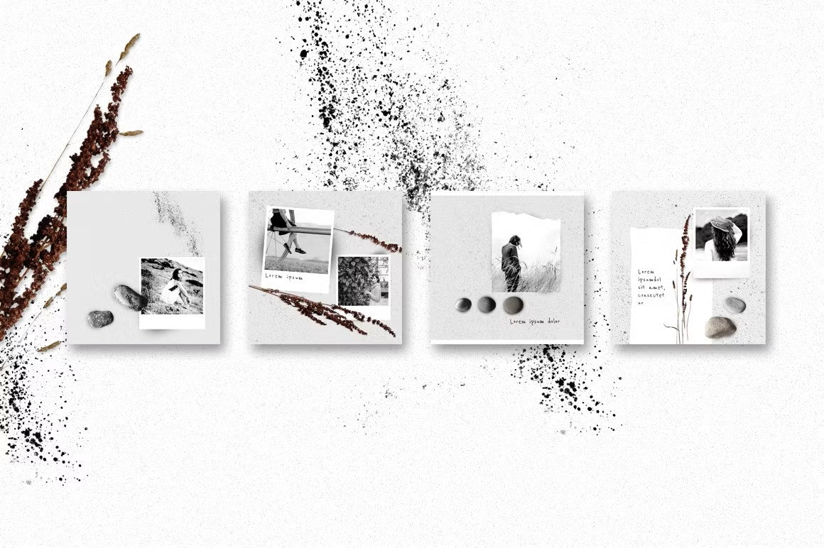 Sleek Instagram templates with a natural and gritty aesthetic for fashion and lifestyle content