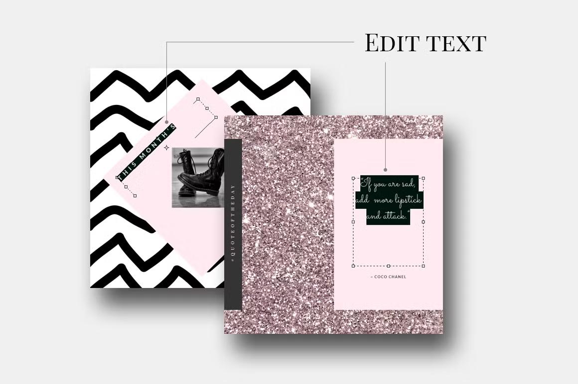 Customize text, photos, and colors effortlessly with our editable Instagram post templates
