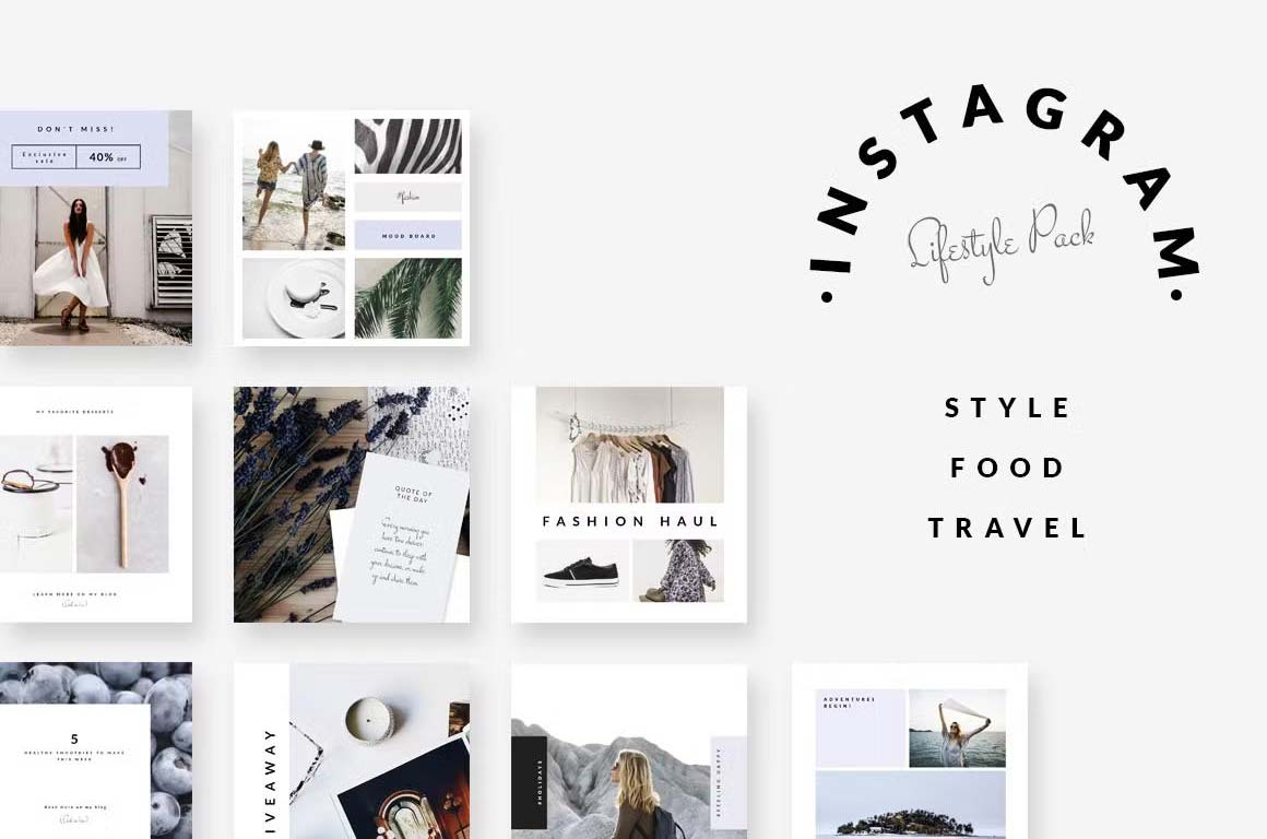 Modern Instagram story templates for style, food, and travel enthusiasts