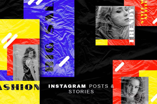 Instagram story and post templates with trendy slick plastic wrap style